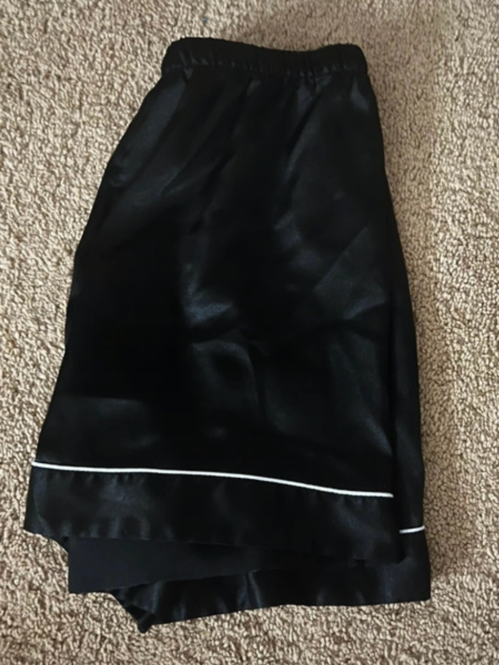 Amazon Black Satin High-Low Shorts with White Piping